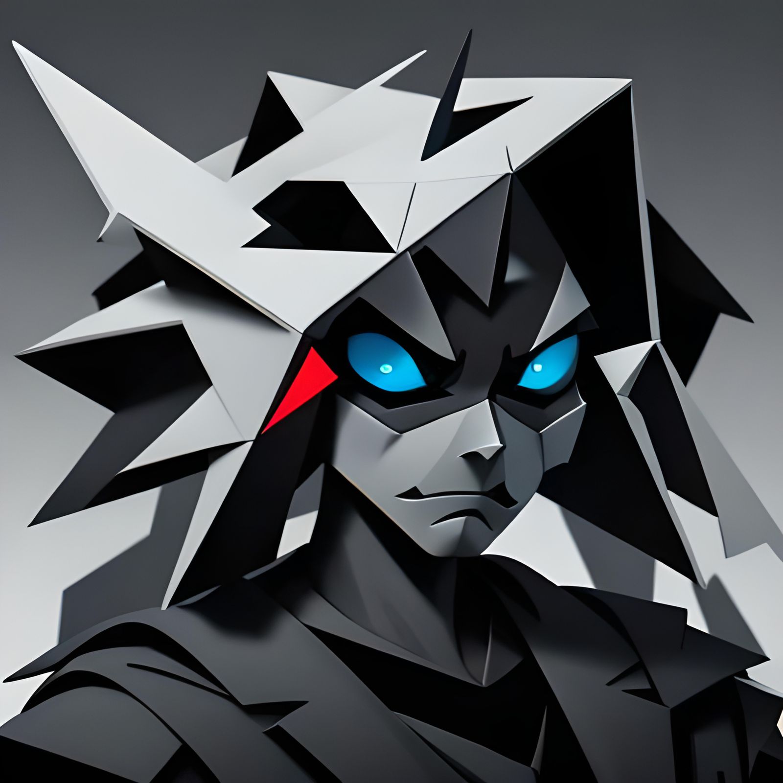 Abstract Cubist Skull with Serious Expression