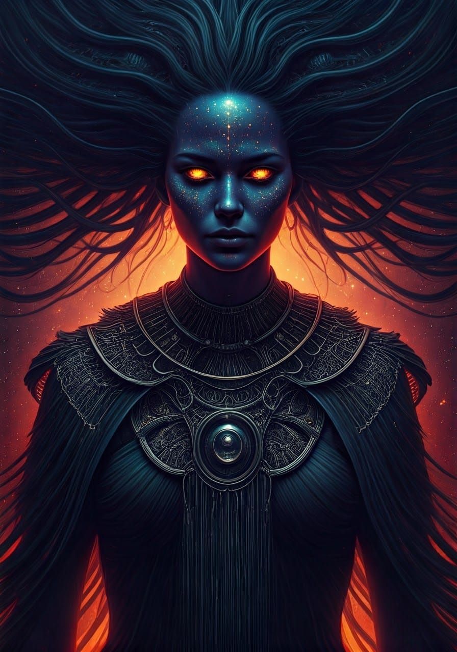 Galactic Goddess in Dark Cosmic Beauty
