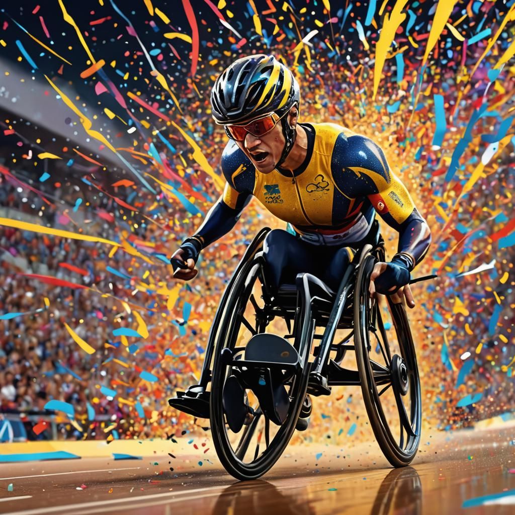 Paralympic Athlete in Motion: Vibrant Digital Art