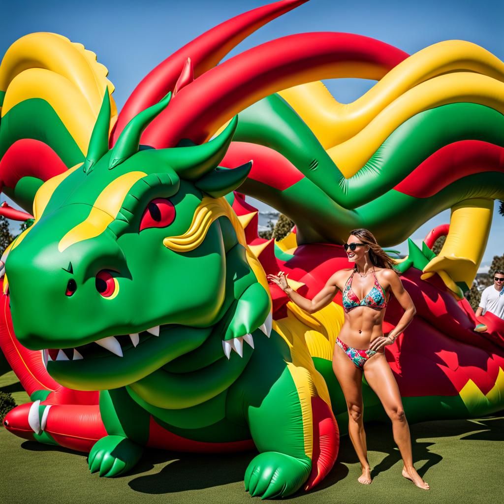 Giant Inflatable Dragon with Rider