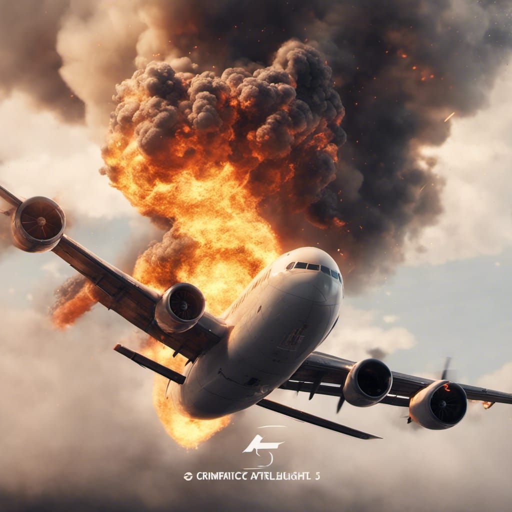 Airplane on Fire in 3D Game Cinematic Style