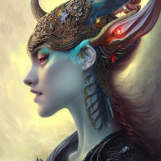 Detailed Dragon God Portrait in Matte Painting Style