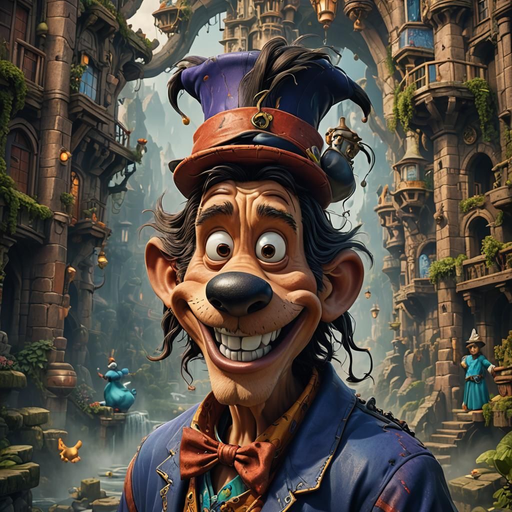 Fantastical Portrait of Goofy in Detailed Matte Painting