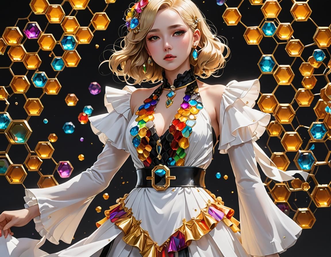 Rainbow Honeycomb and 1930s Suit in 3D Anime Art