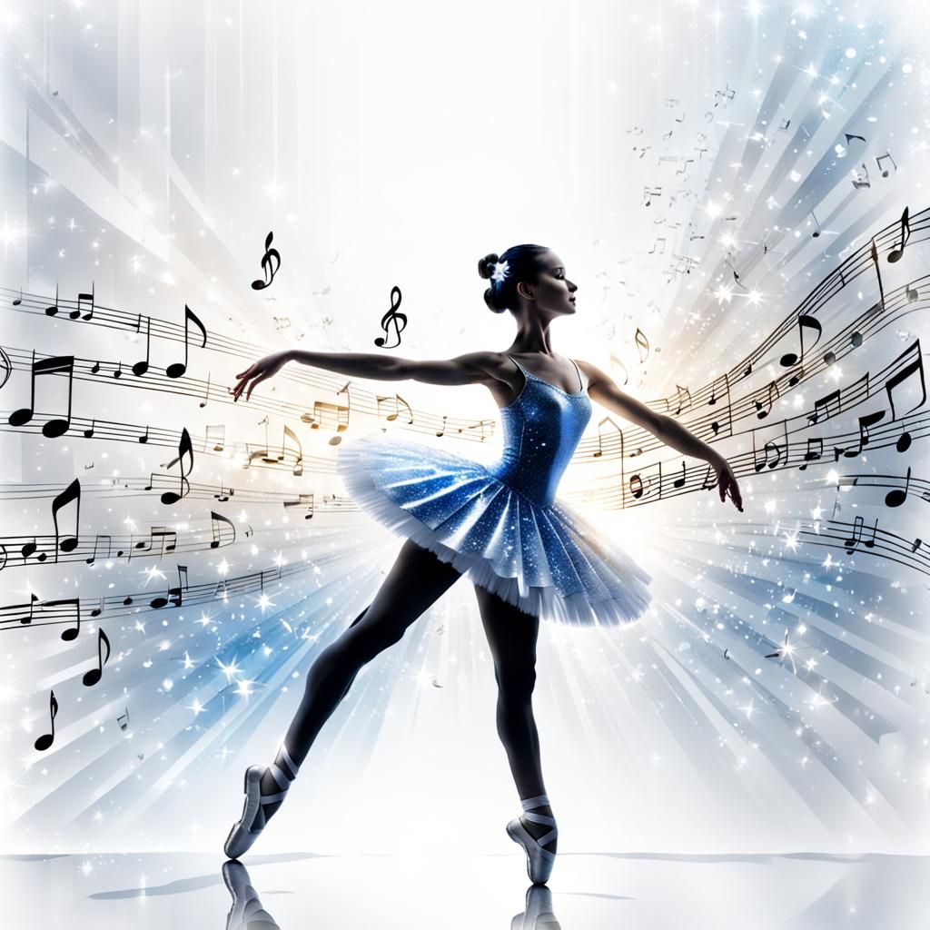 Glittering Ballerina Dances in Double Exposure