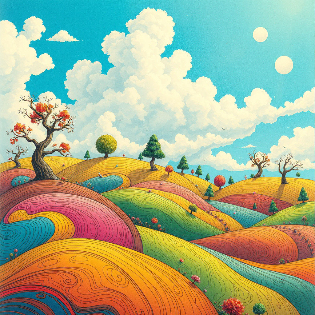 Dreamlike Doodle Landscape in Animated Style