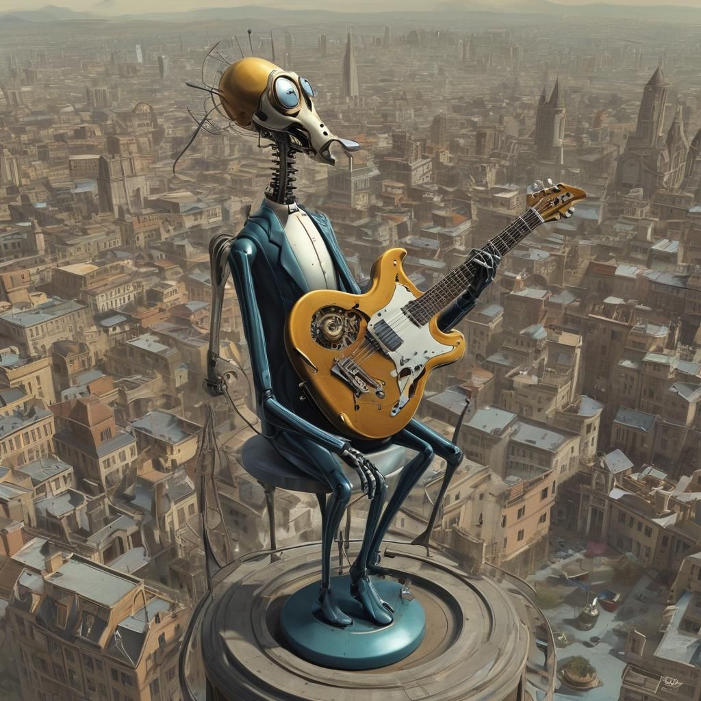 Surreal Biopunk Robot Jazz Fusion in 3D