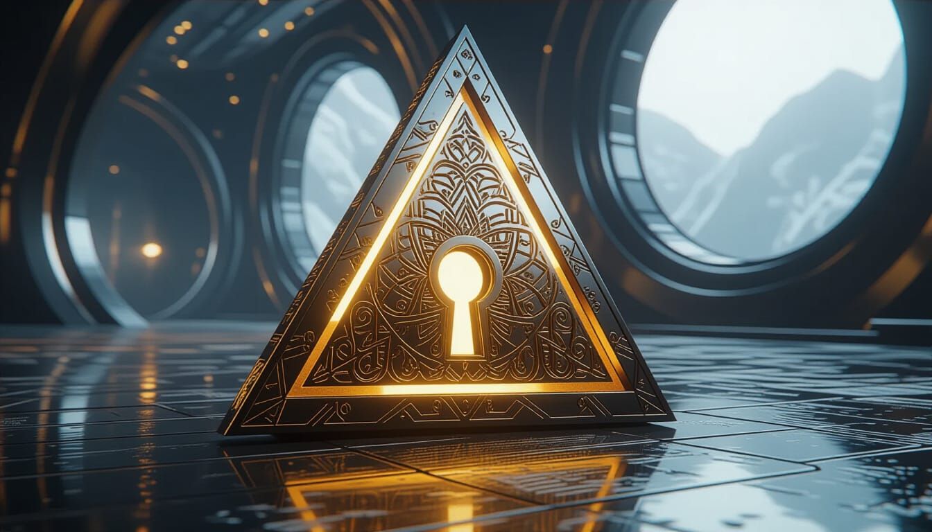 Futuristic Inverted Triangle Lock with Filigree