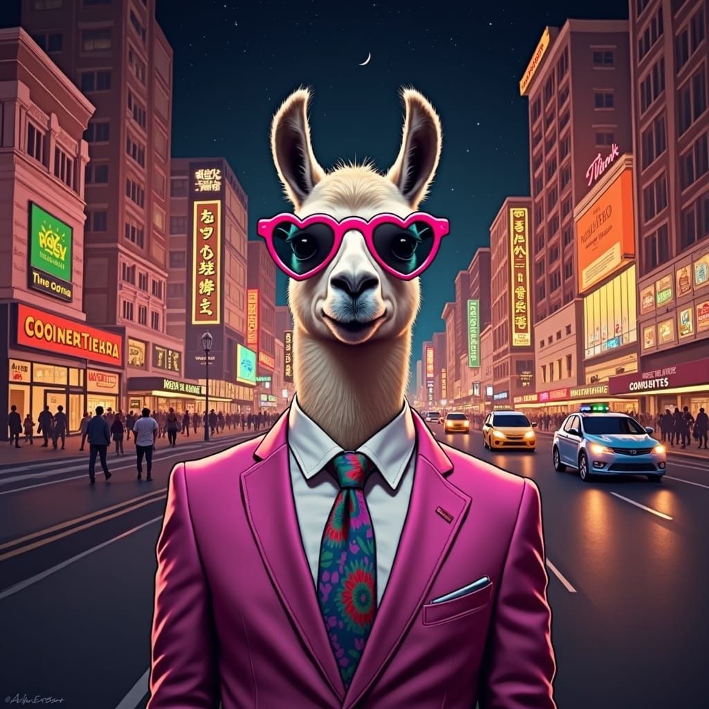 Llama in Times Square: Pop Art Meets Future