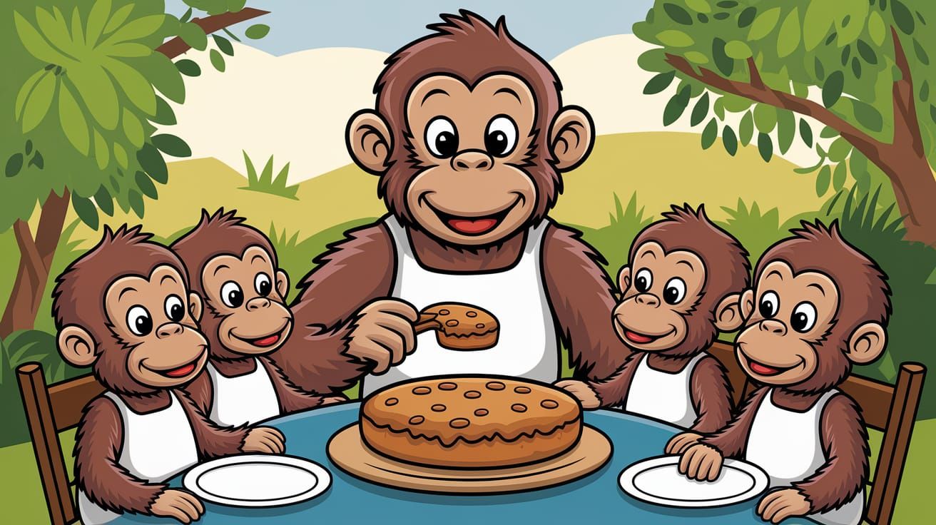 Monkey Family Sharing Monkey Bread