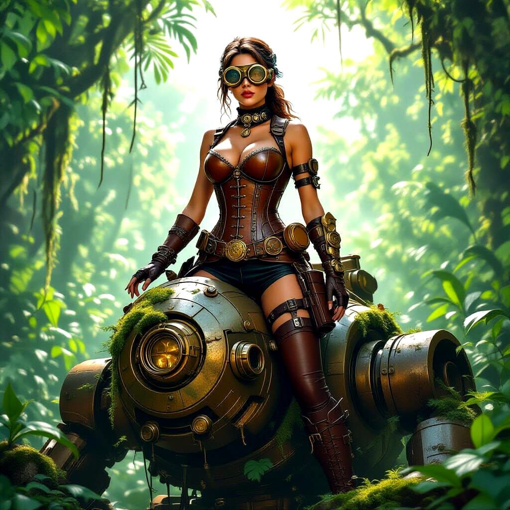Steampunk Adventurer on Jungle Automaton: Digital Matte Pain...