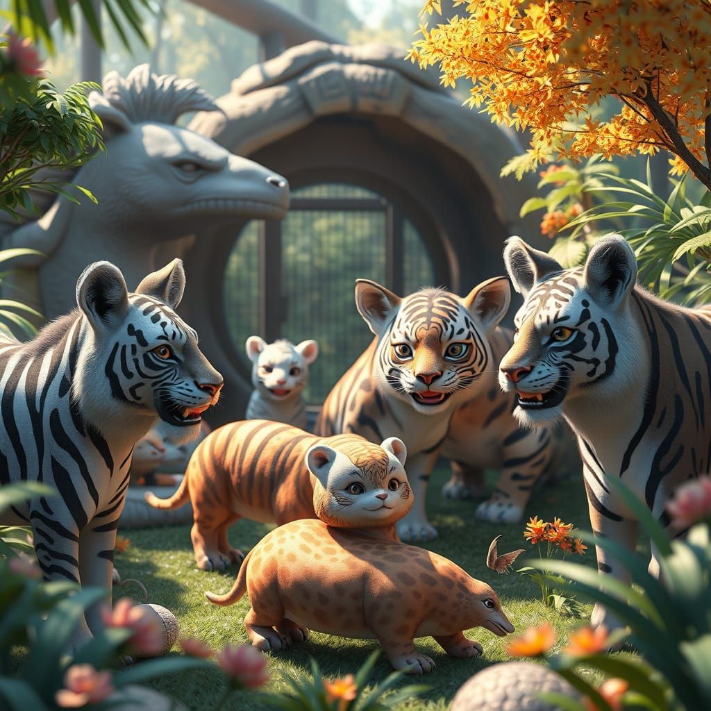 Vibrant 3D Anime Zoo Creatures in High-Definition