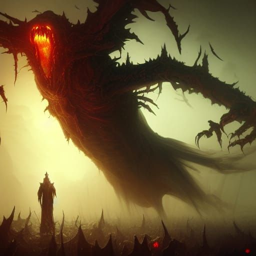 Terrifying Brain Eater Monster in Dark Fantasy Style