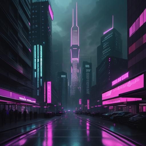 Pink Sunset Over a Futuristic Cityscape