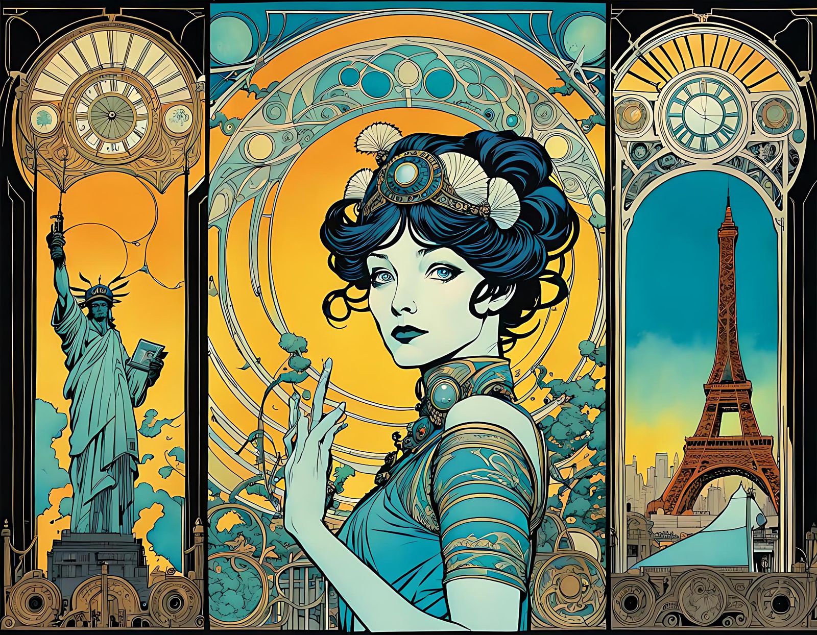 Art Nouveau Comic Book Page