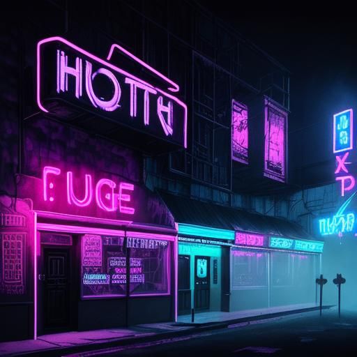 Punk Rock Club with Rubber Monsters in Synthwave Style