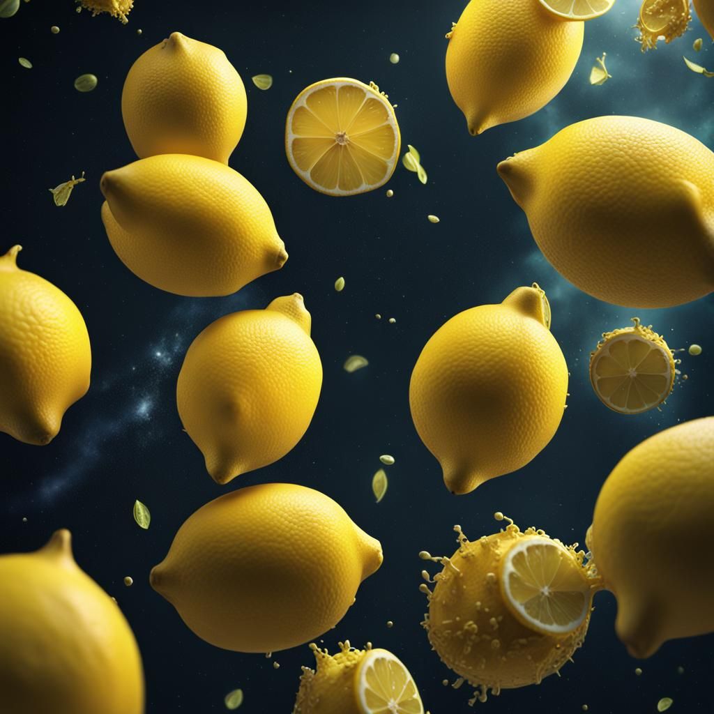 Lemons Floating in Space: Detailed Matte Painting