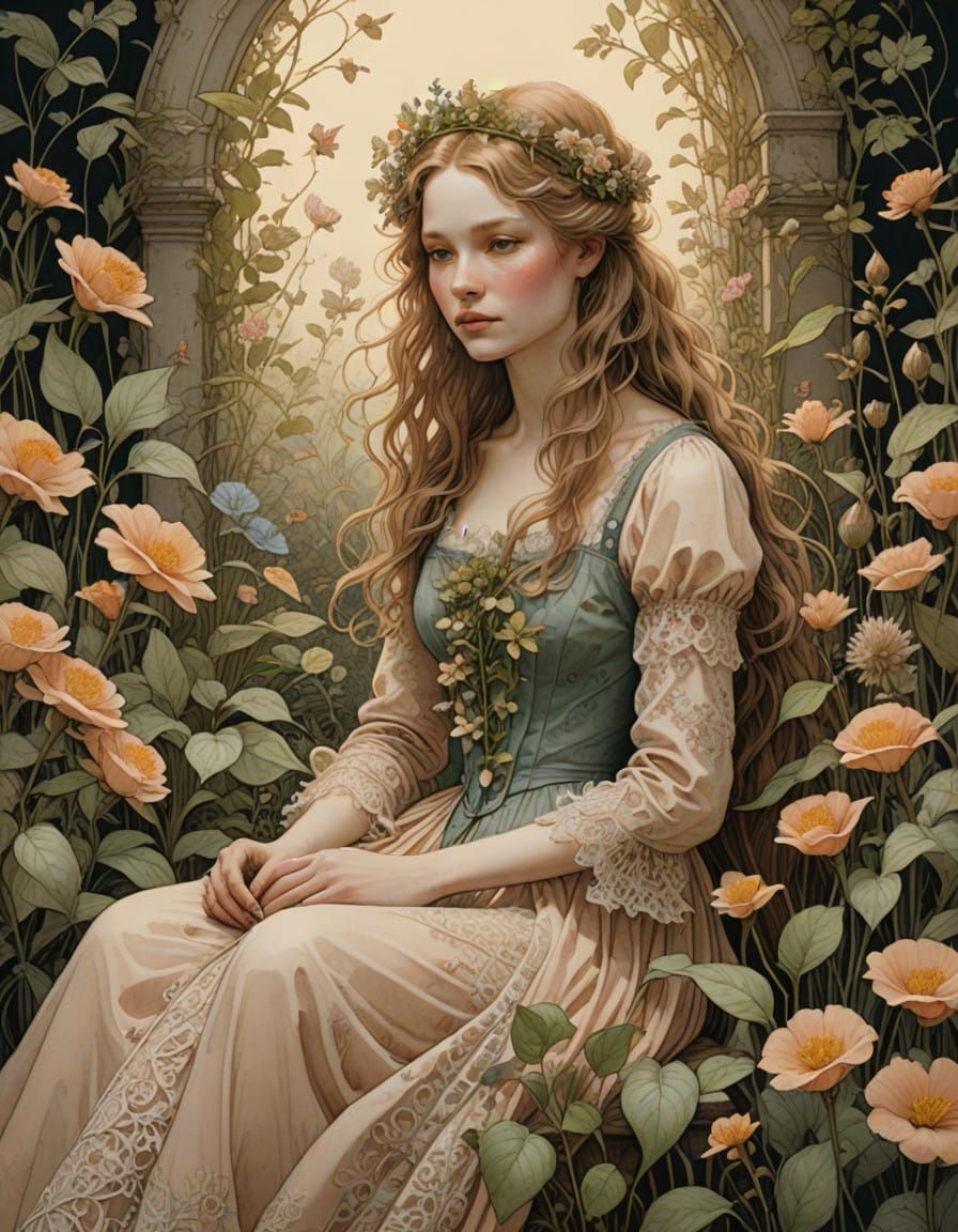 Dreamlike Botanical Beauty in Soft, Serene Watercolor Style