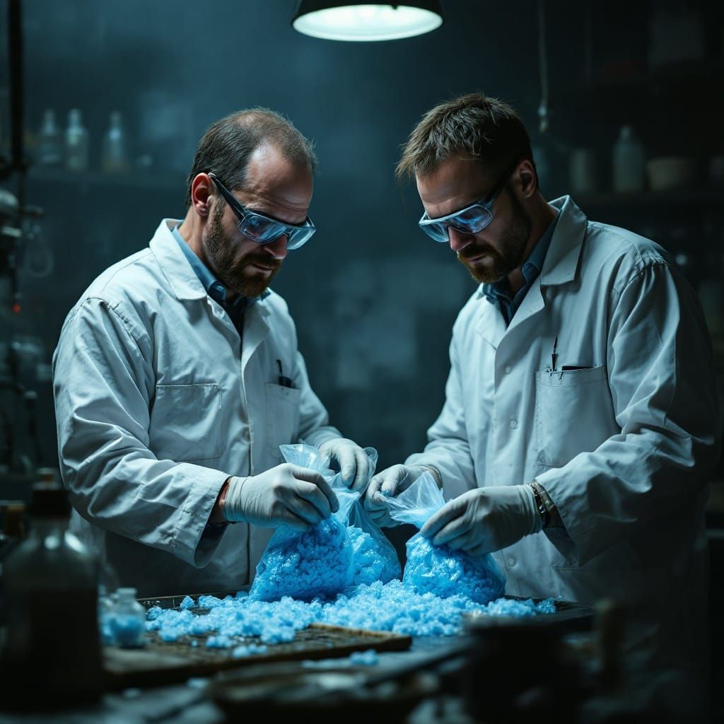Meth Lab Scene in a Dark, Gritty Style