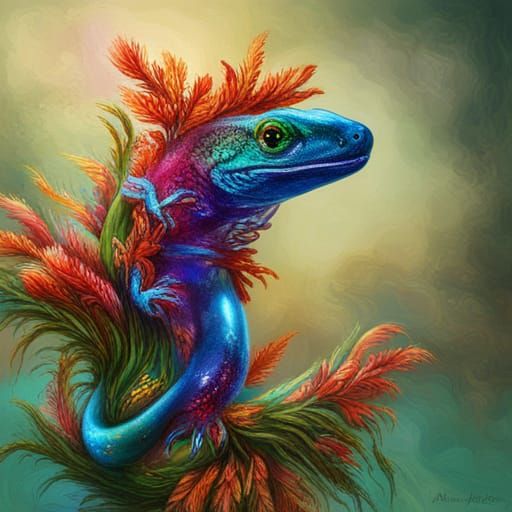 Crystal Salamander Bouquet in Hyperrealistic Style