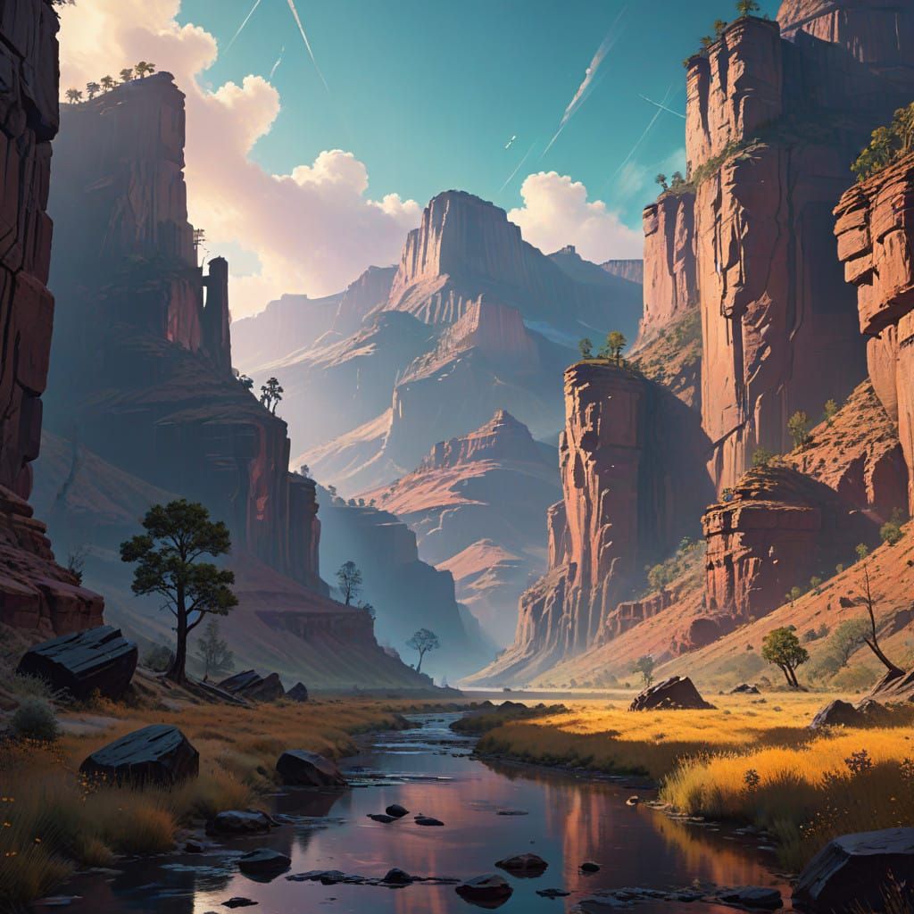 Grand Canyon Sunrise in Vibrant, Dreamlike Splendor