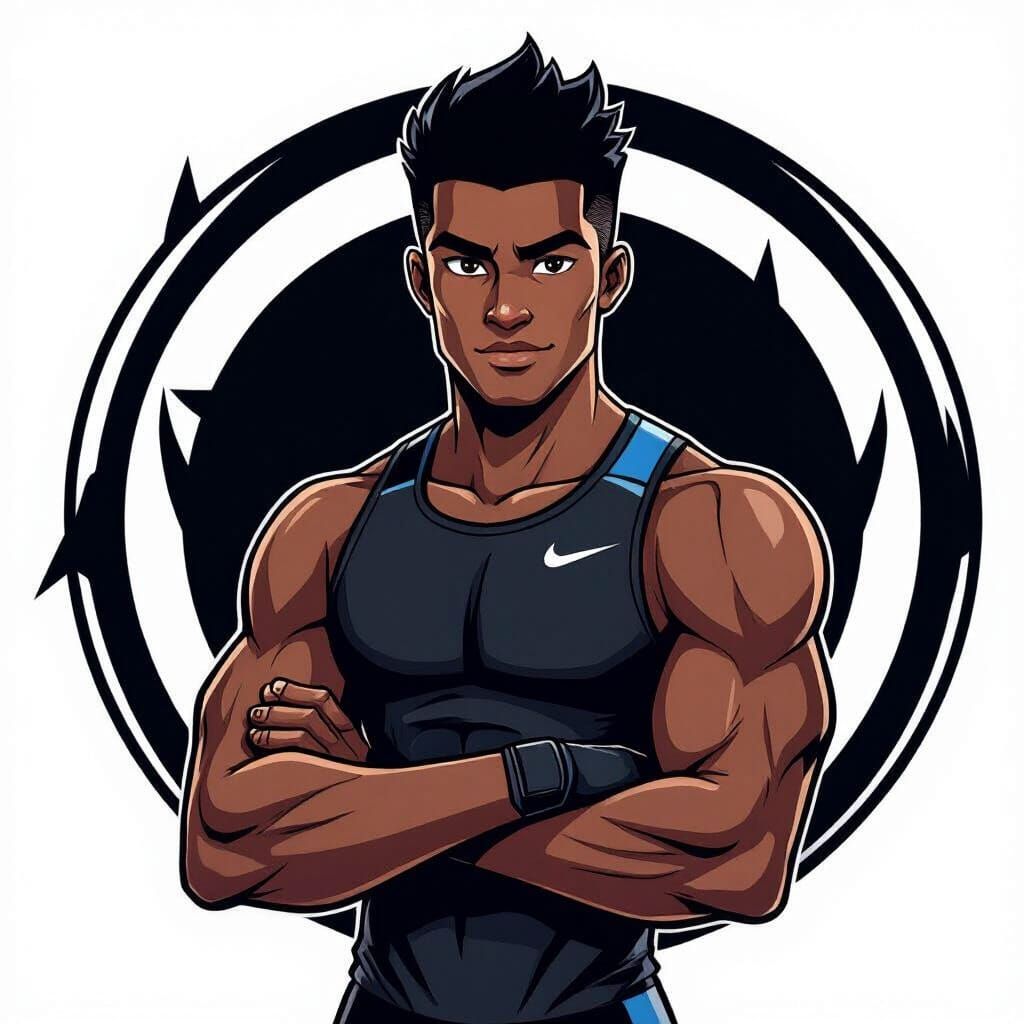 Athlete Portrait in Animated Cartoon Style