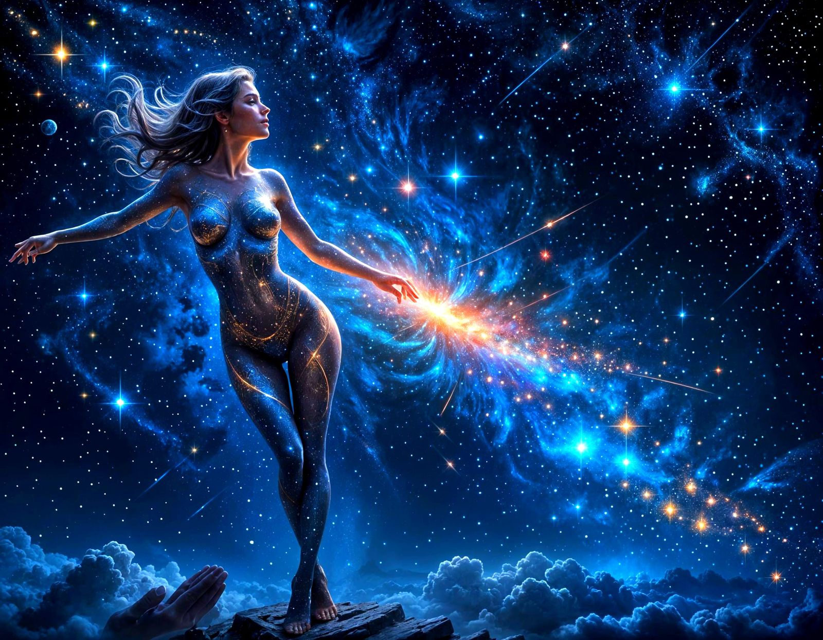 Celestial Woman Shapes Galaxy of Stars