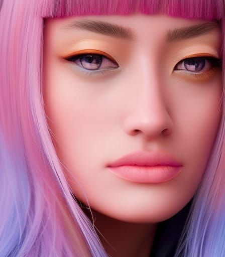 Anime-Inspired Portrait with Pink Hair, Fantasy Art
