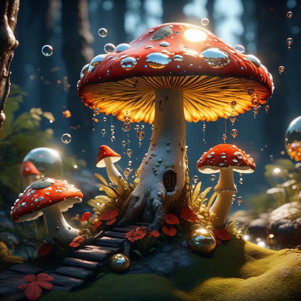 Fairy Realm: A Vibrant, Detailed Landscape in Cyberpunk 3D S...