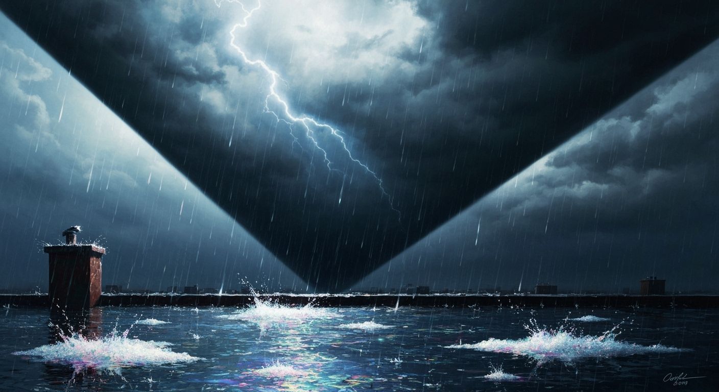 Cosmic Sky Tilts Downward in Surrealist Oil Painting