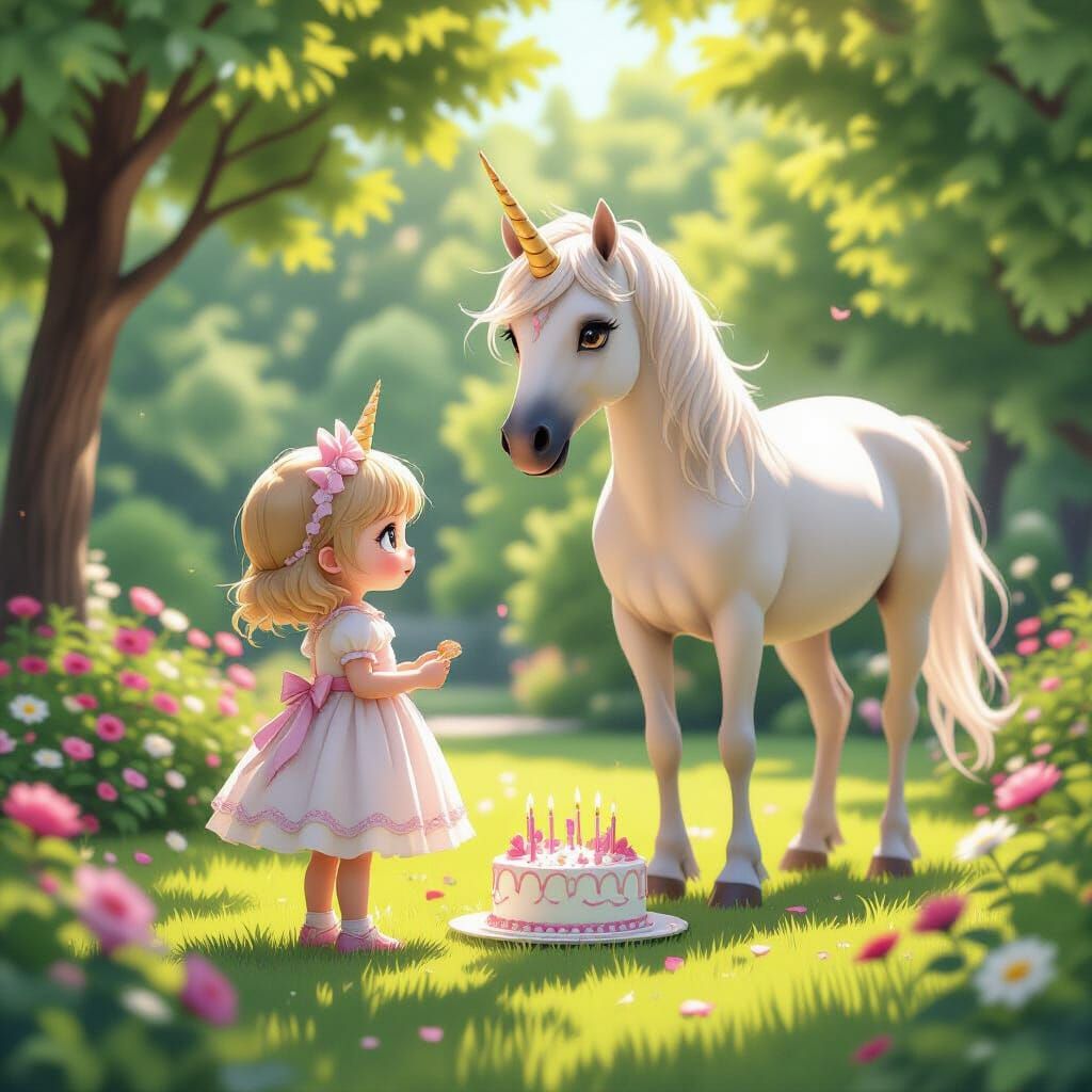 Unicorn at Anime-Style Birthday Party