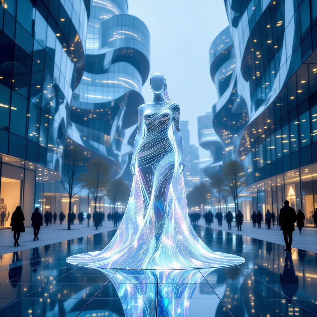 Figure of Light and Memory in a Shifting Plaza