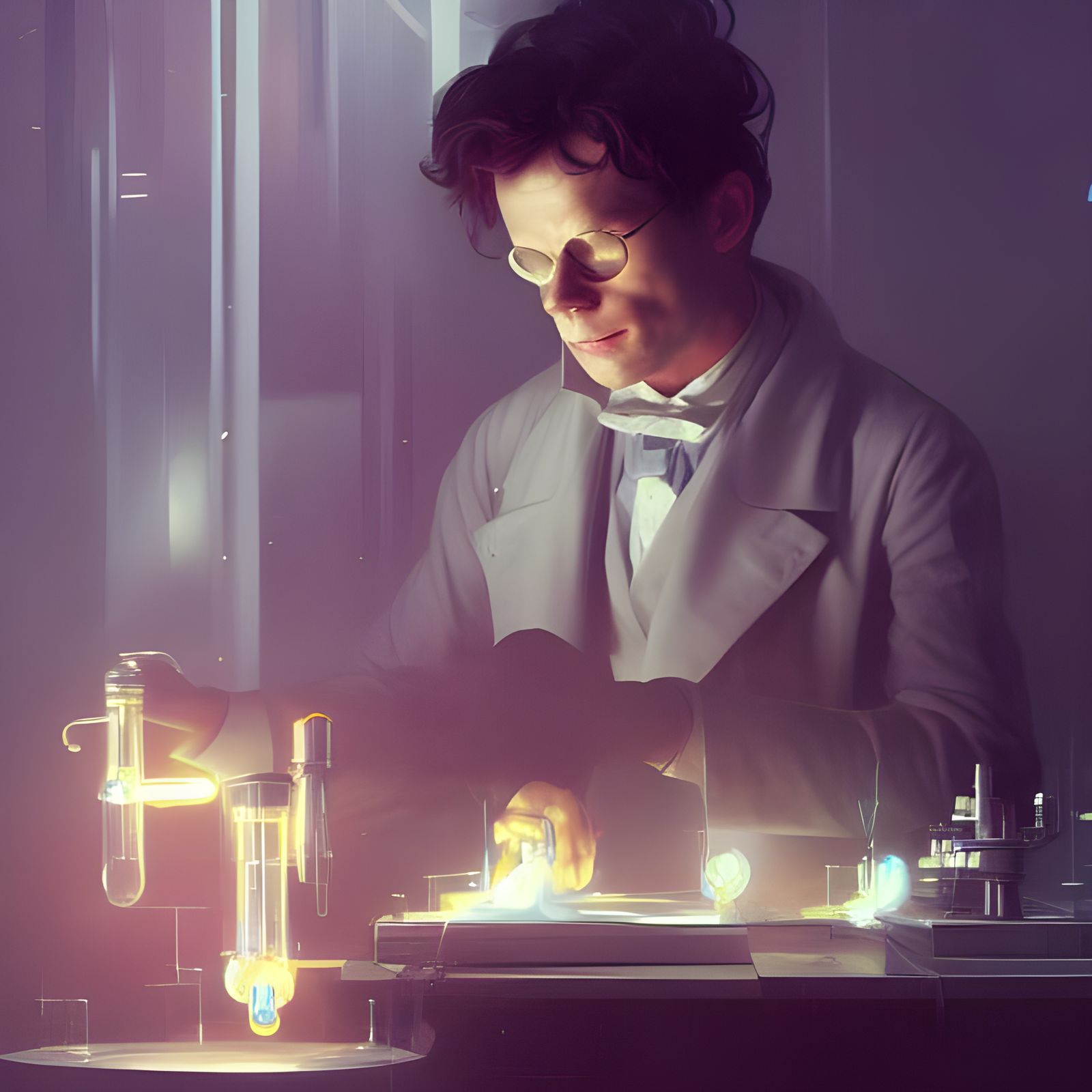 Young Michael Faraday's Electric Research: Art Nouveau Portr...