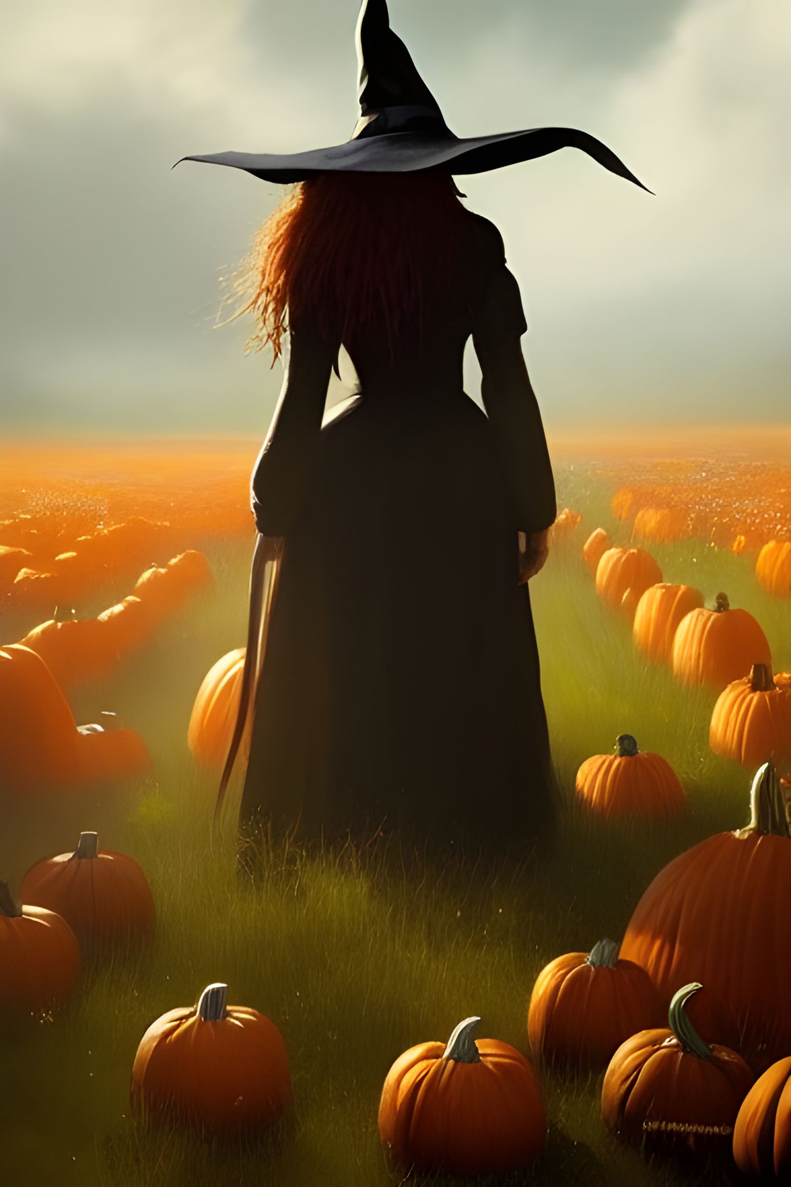 Witch in a Pumpkin Patch