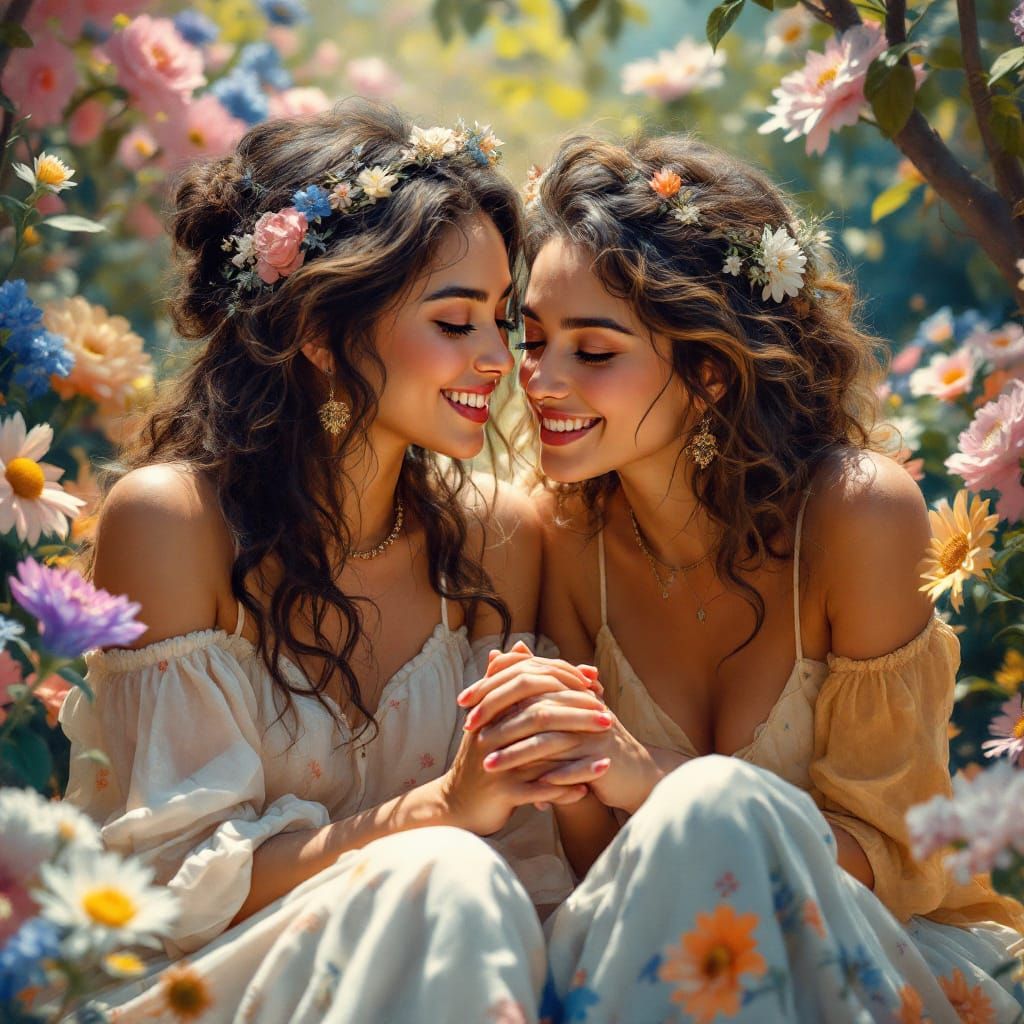 Sisterhood and Unity: Two Women in a Garden Portrait