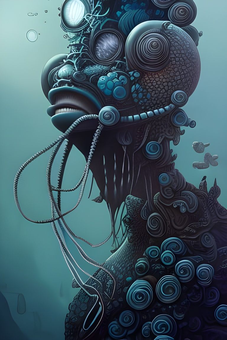 Deep Sea Troll Diver Digital Painting