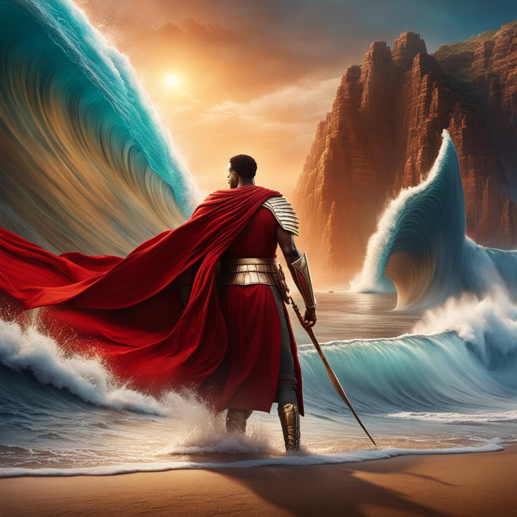 John Boyega as Moses Parting the Red Sea