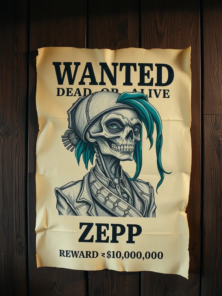 Steampunk Alien Pirate Wanted Poster