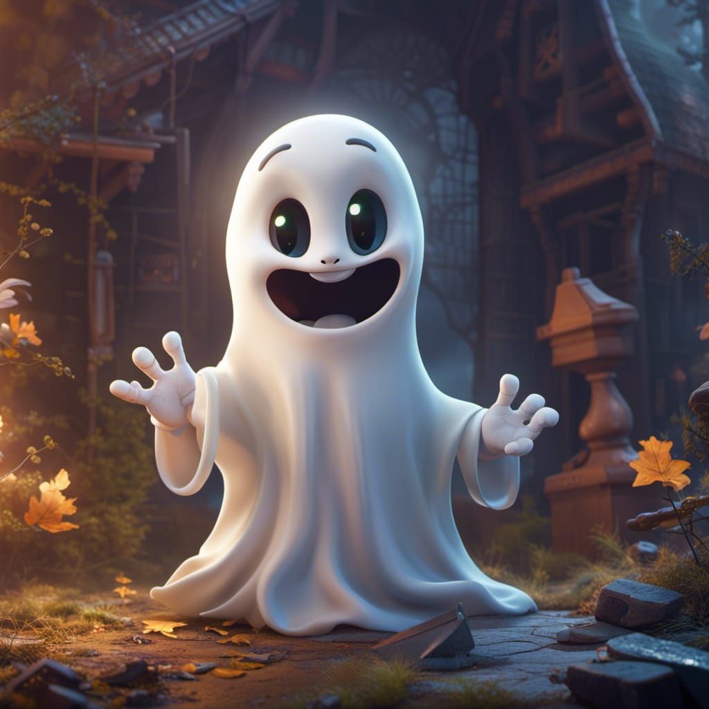 Friendly Casper Ghost in Detailed Matte Painting Style