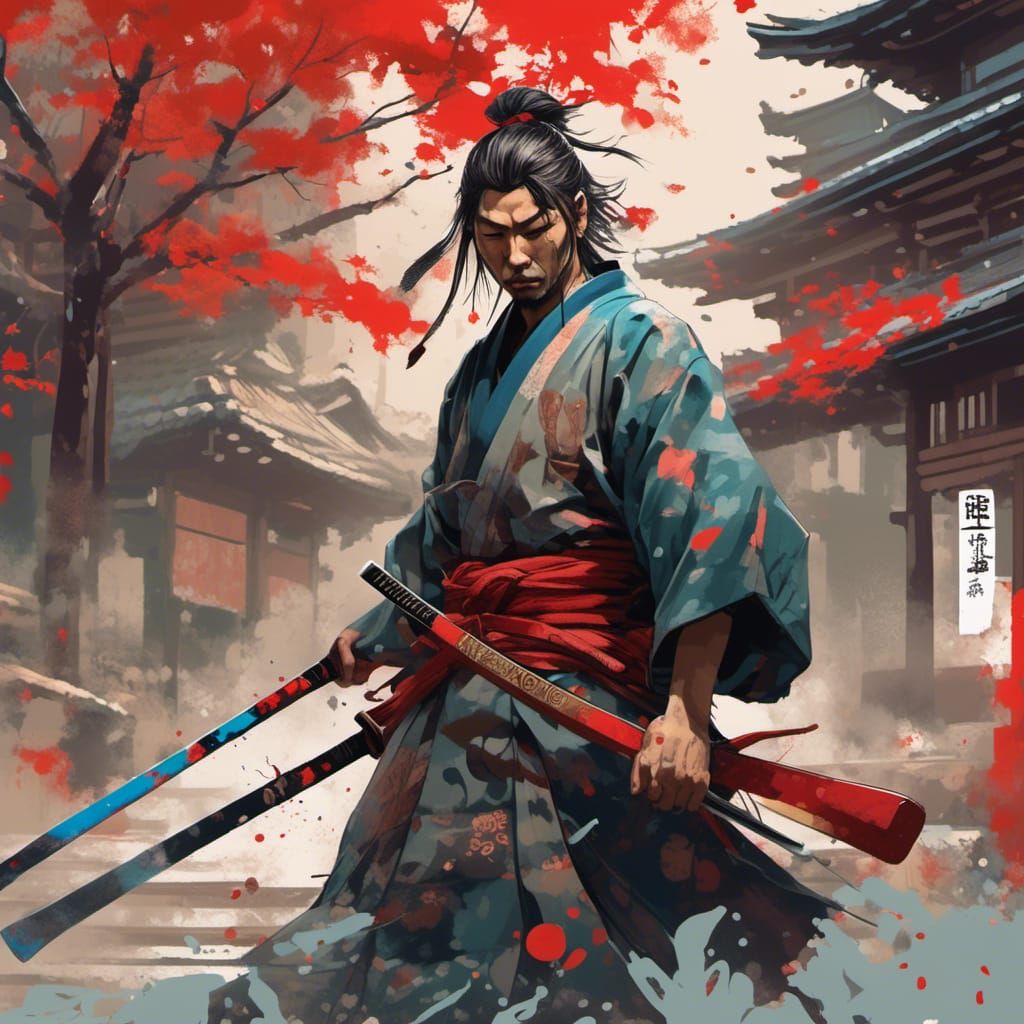 Samurai in Shinto Shrine Concept Art