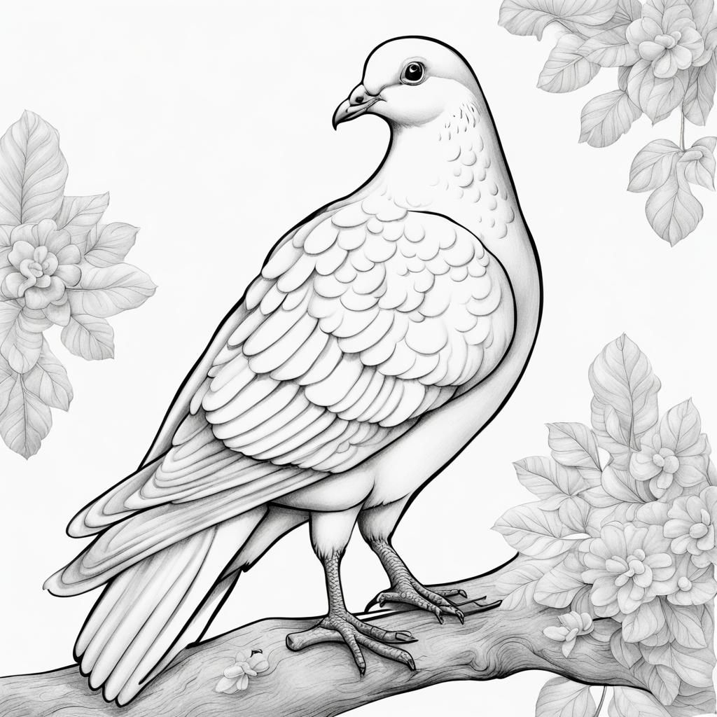 Pigeon Coloring Page for Kids: Printable Art