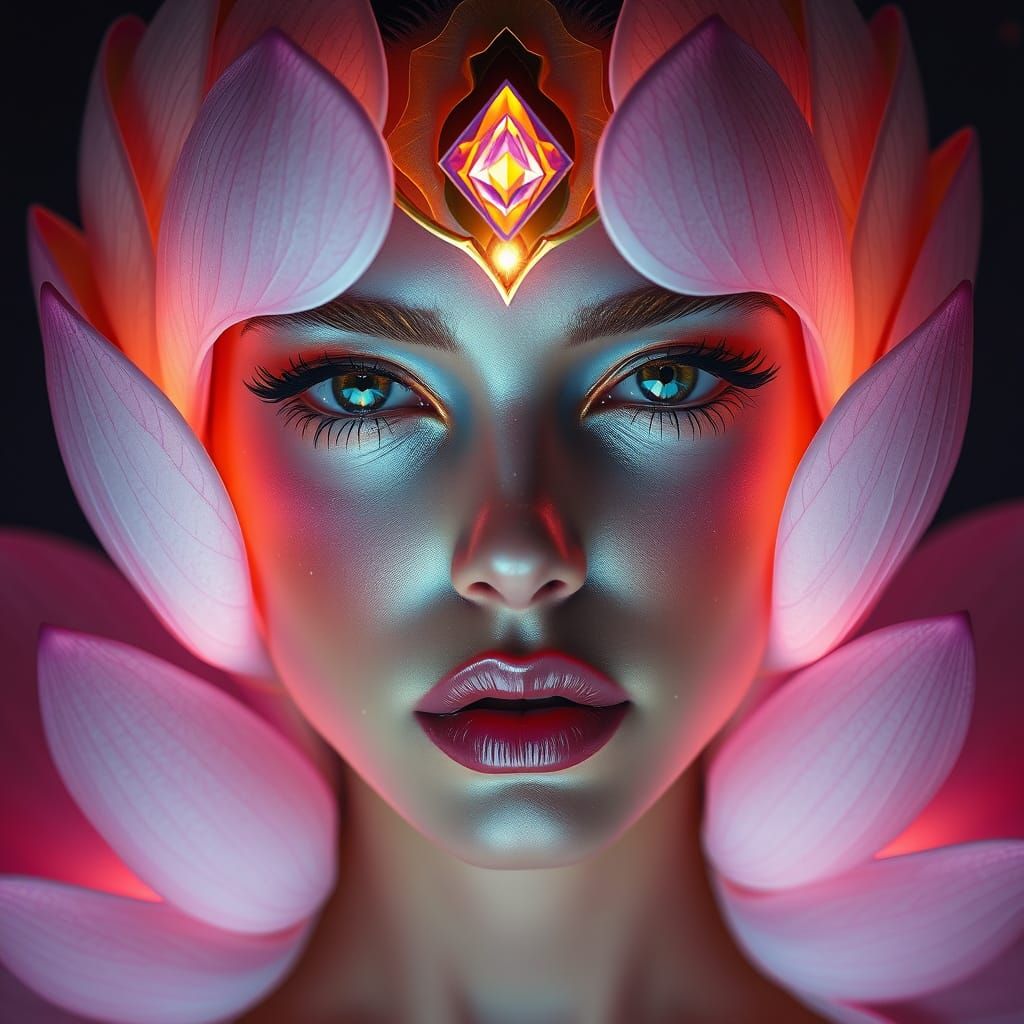 Galactic Goddess Portrait: Face Transforms into a Surreal Lo...