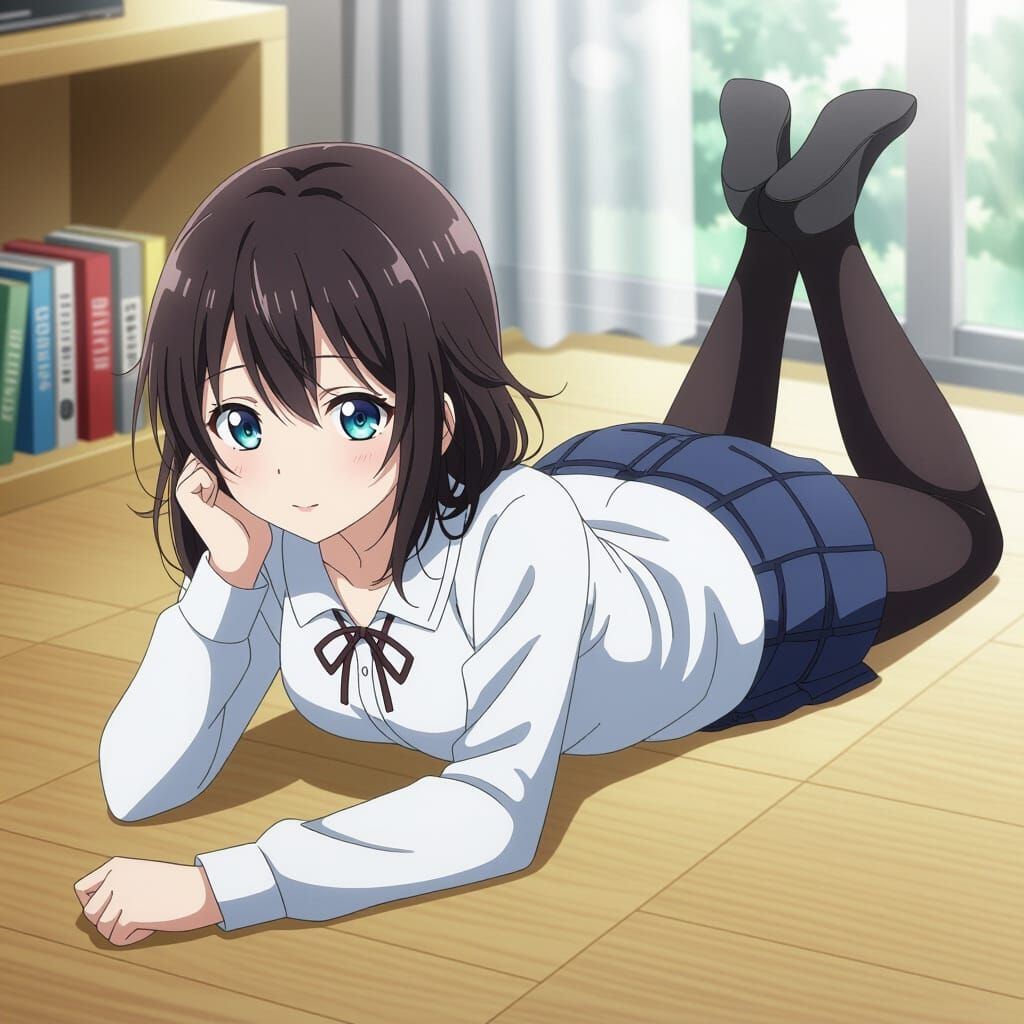 Anime Girl Resting on Floor