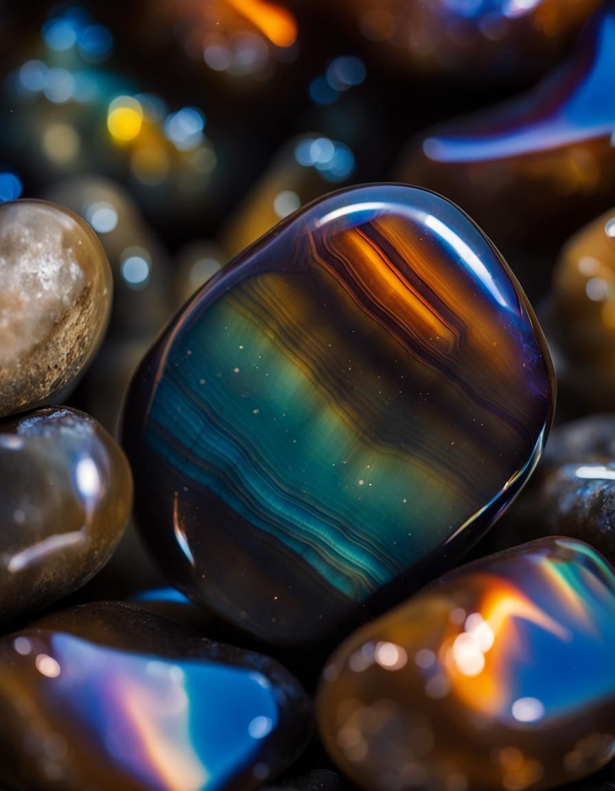 Rainbow Obsidian Stone Interior Macro Photograph