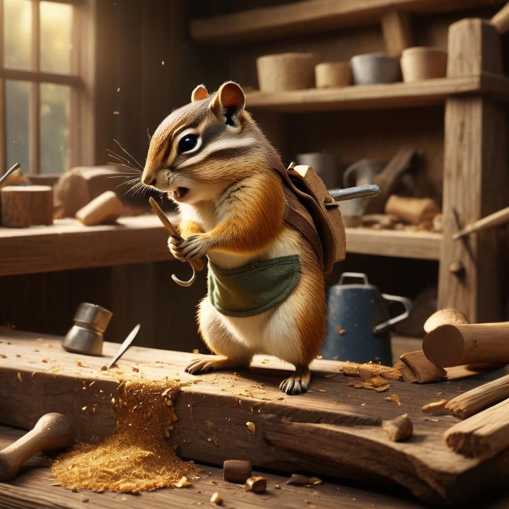 Chipmunk Carpenter Building a Birdhouse: Concept Art