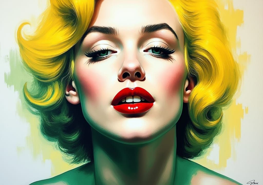 Abstract Woman's Face in Impasto Oil Painting