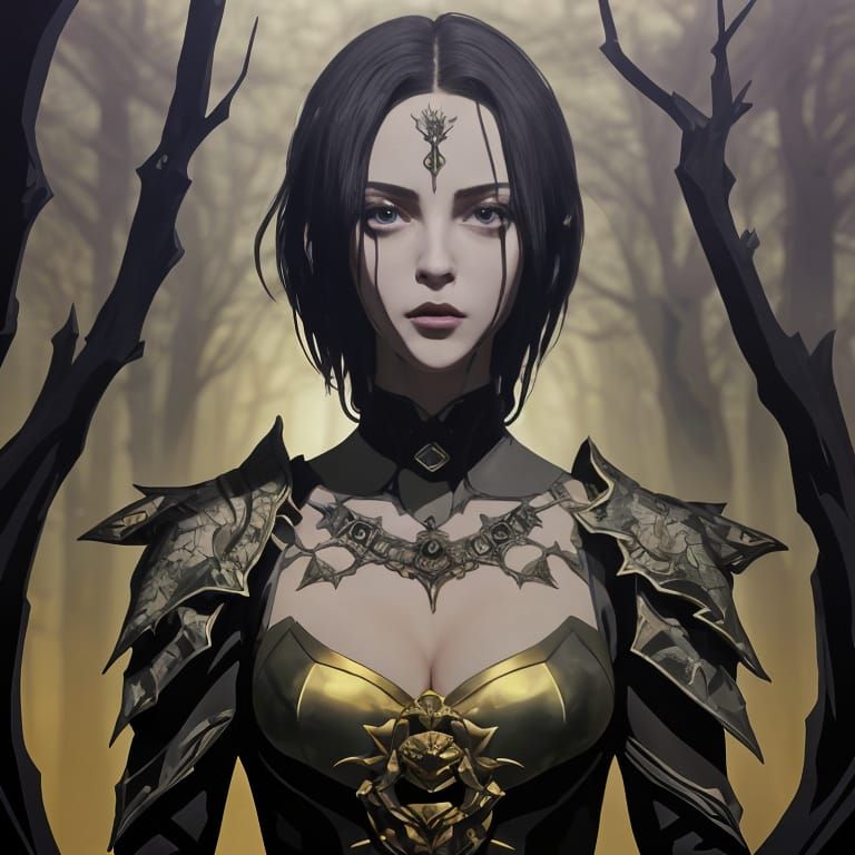 Ethereal Sorceress in Ancient Forest with Mystical Aura