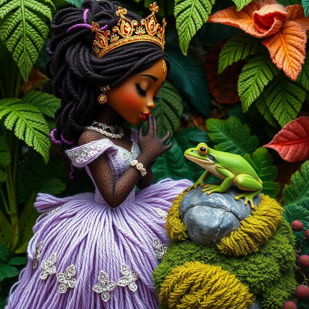 A Princess And Frog Yarn Art
