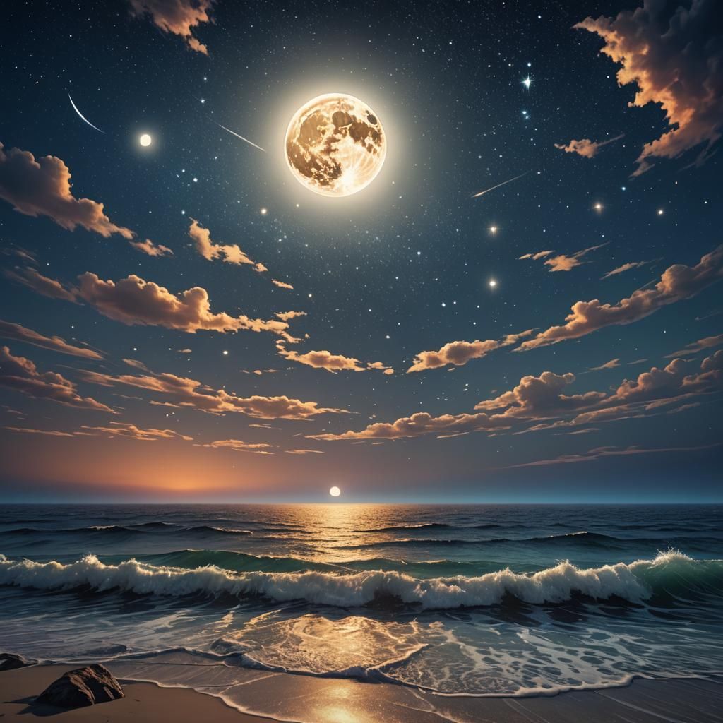 Moonlit Seascape: Fantasy Concept Art in Vibrant Colors