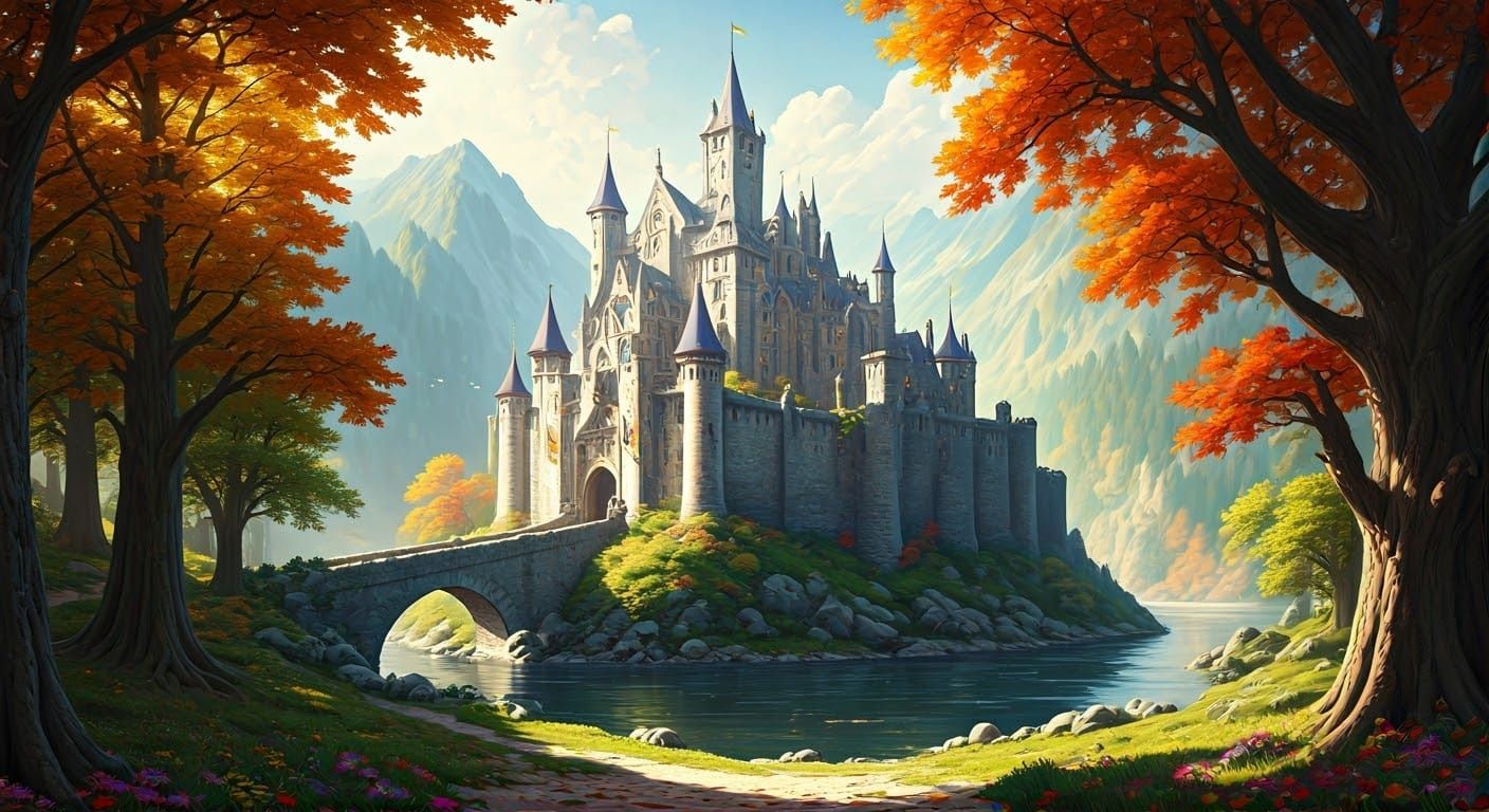 Ethereal Fantasy Kingdom in Stylised Oil Painting
